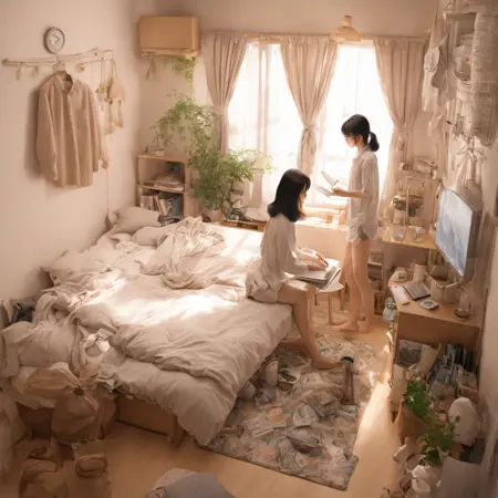 ひとり暮らしの女子の部屋 / Room of a girl living alone SDXL