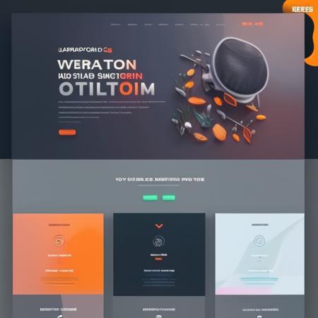 WEBUI design of a landing page for a design company website, UI, UX, Sleek design, Modern, Very detailed, Complimentary colors, 8K