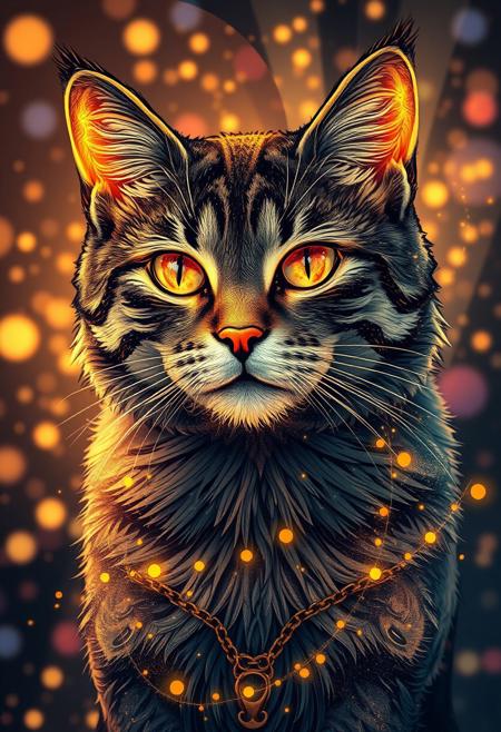 (Soft Lighting Photography by Mimoza Veliu and Mario Giacomelli:1.2), photo of a cat, official art, unity 8k wallpaper, ultra detailed, beautiful and aesthetic, masterpiece, best quality, realistic, extremely detailed, dynamic angle, (zentangle, mandala, tangle, entangle), the most beautiful form of chaos, elegant, a brutalist designed, vivid colors, gold, romanticism, plasma flame, ice, flash, Sakura, by takato yamamoto, atmospheric,
