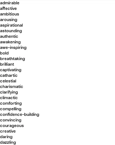 218 "Motivational, uplifting" adjectives. SFW