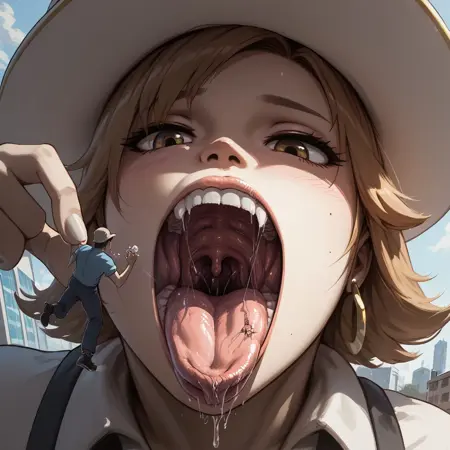 Giantess Vore Dangling Tiny (Overbaked/Low Quality)