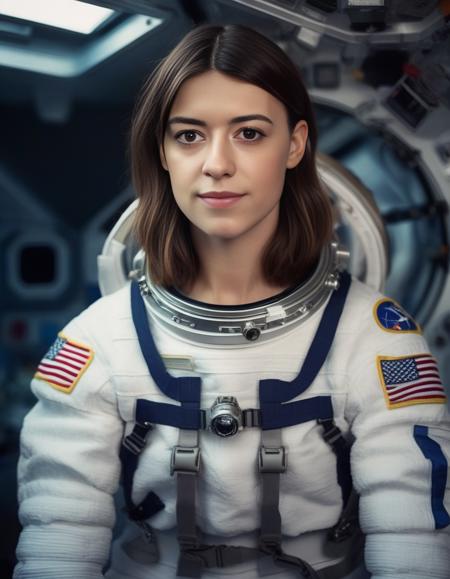 DaisyEdgarJones,<lora:DaisyEdgarJonesSDXL:1>,photo,detailed background, stunning beauty, high quality photo, perfect composition, perfect details and textures, highly detailed, front view, looking at camera, perfect lighting, with an astronaut suit in the space station