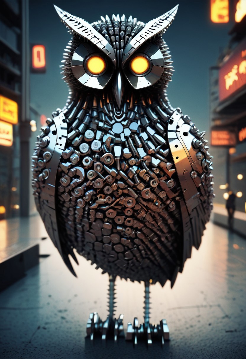 score_9, score_8_up, score_7_up, score_6_up, fastenerswm, owl, glowing, neon, cyberpunk, city street