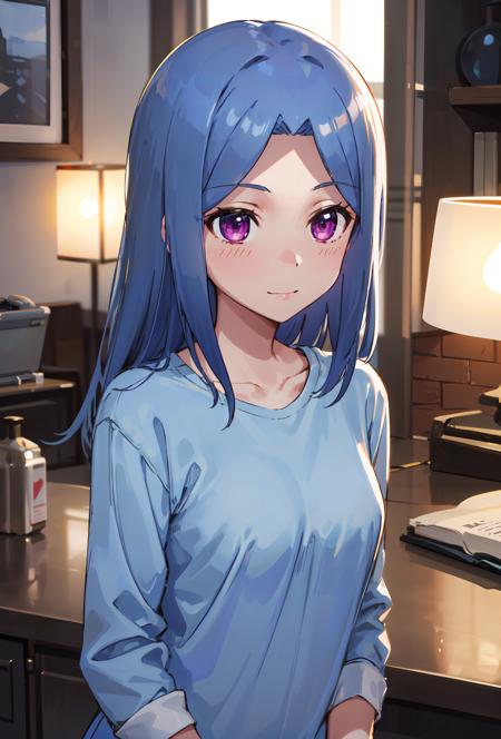 1girl, aya, solo, happy, closed mouth, shirt blue, <lora:aya-000002:0.7>, (masterpiece:1.2), (best quality:1.15), extremely detailed, perfect lighting