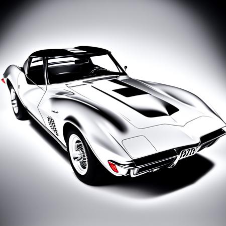 (corvette style:1) black and white classic sports car <lora:djzCorvetteV21:0.8>