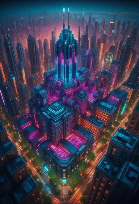 (A massive cyberpunk city with RGB lights illuminating many skyscrapers and buildings), aerial view, cyberpunk cityscape, large city, busy city, multiple levels, oppressive architecture, tall buildings, glowing structures, futuristic trees, digital art, cyberpunk style, high detail, vibrant lighting, (atmospheric lighting:1.2), detailed architecture, intricate design, wide-angle shot, (aerial perspective:1.2), oppressive atmosphere, mechanical, detailed cityscape, cyberpunk city, detailed landscape, RGB colors, detailed textures, digital painting, (city architecture:1.3), (sunset:1.2), (vibrant color palette:1.2), 8k resolution, epic scale, landscape painting, detailed city environment, composition, scenic view, (ethereal:1.5), gorgeous, masterpiece, (art nouveau style architecture:1.5),