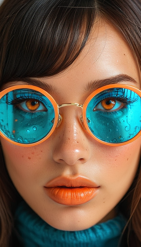 Close-up gorgeous girl face , cute, (bangs:1.1), freckles, light tan, striking teal orange eyes, aligned eyes, mirror eyes, (half smile),
(wearing very detailed Venetian Mask:1.1),  perfect hair,round black glasses,
BREAK,
very long lashes, trendy portrait,
tender Aesthetic nose, ears, puffy lips, sensual lips, detailed texture, detailed eyes, detailed skin, clean skin,
<lora:Someplastic:1>, (ultra sharp focus:1.8), (detailed skin:1.8), (thin lines:1.8), (best quality:1.8),
<lora:Apparatus_-_Traction_City_Walkers_Vehicles:0.7>,
<lora:add-detail-xl:2> (ultra sharp focus:1.8), (detailed skin:1.8), (thin lines:1.8), (best quality:1.8),
<lora:glowneon_xl_v1:0.8>
