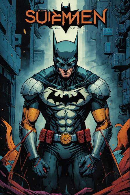 batman, superhero suit, comic cover art, poster art, neoplasticism, <lora:Ink_poster-000004:.6>