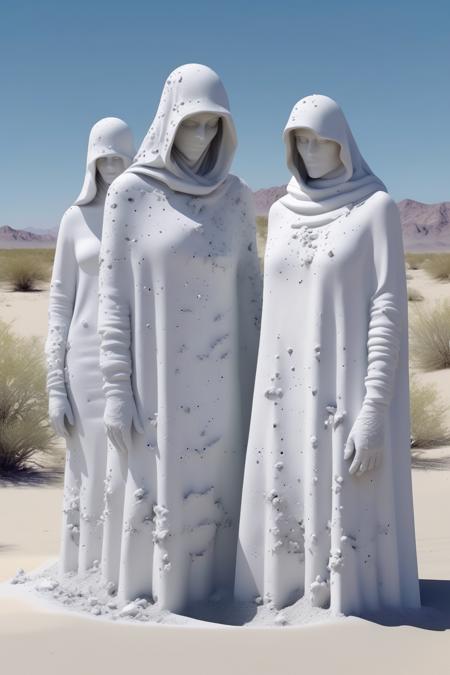 <lora:Daniel Arsham Style:1>Daniel Arsham Style - a Daniel Arsham American artist style concreat women covered white in the desert 8k hyper realistc with symbols 3000x3000