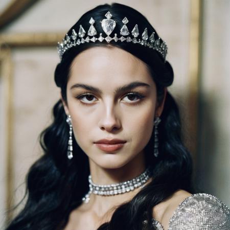 (Skin texture),High quality closeup face portrait photo, analog, film grain, actress dressed as a medieval queen with a delicate diamond tiara,regal,  olxrdrigo, <lora:olrodrigo_juggerX_xl_3_st_wocap_merger_31v1_8v3_77v3_03_04_03-olxrdrigo:1>