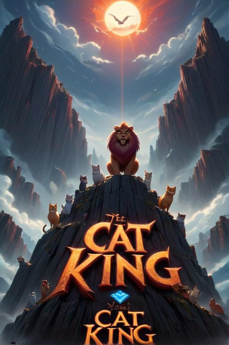 The Cat King Poster with Lion and Cat Figures