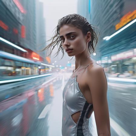 <lora:taylor_hill_xl_lora_35:1>taylor hill woman  cinematic, tim burton, Dynamic, Art by Rinko Kawauchi, lone 1girl anthropomorphic cyberpunk dynamic pose, long exposure , lens blur, movement, surrealism, naturalistic poses, photorealistic painting, by Mark Keathley, beautiful eyes, shaved side haircut , being chased, hyper detail, cinematic lighting, magic , by wlop , portrait, hyper detailed, intricate, extremely beautiful, cinematic lighting, photo realistic, by mandy jurgens