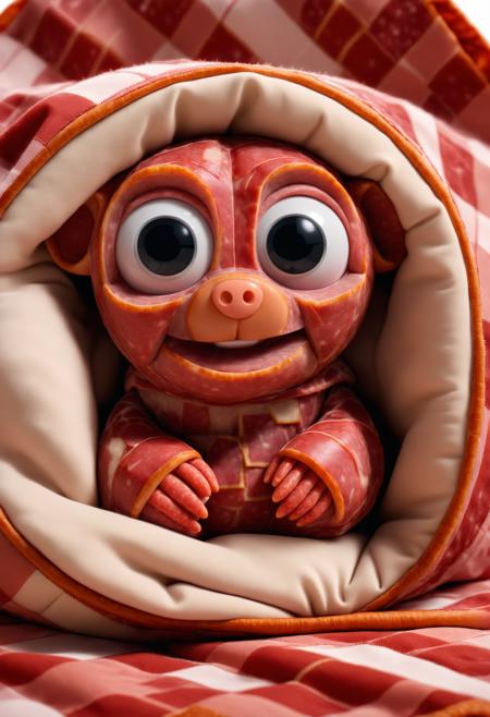 pig made of dvr-slm in a blanket, closeup cute and adorable, cute big circular reflective eyes, Pixar render
<lora:dvr-slm:1>