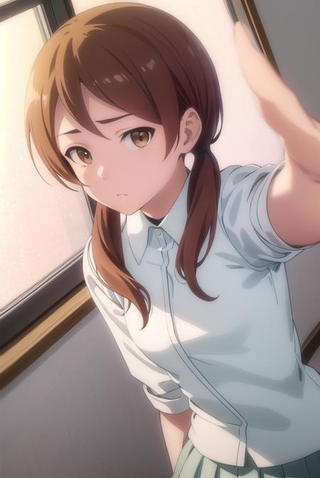 himaritakanashi, <lora:himari takanashi s1-lora-nochekaiser:1>,
himari takanashi, brown hair, twintails, (brown eyes:1.3), low twintails,
BREAK skirt, shirt, school uniform, white shirt, pleated skirt, brown skirt,
BREAK indoors, classroom,
BREAK looking at viewer, (cowboy shot:1.5),
BREAK <lyco:GoodHands-beta2:1>, (masterpiece:1.2), best quality, high resolution, unity 8k wallpaper, (illustration:0.8), (beautiful detailed eyes:1.6), extremely detailed face, perfect lighting, extremely detailed CG, (perfect hands, perfect anatomy),