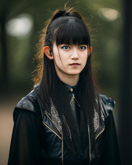 realistic, photorealistic, detailed, beautiful, RAW photo, film grain, (natural lighting :1.2), japanese, woman, raw photo, photo background, long hair, suzuka nakamoto,suzukav4, punk style, black outfit, 20 years old,  black eyes,  bokeh, park,mature
<lora:Suzuk4-step00007350:1>