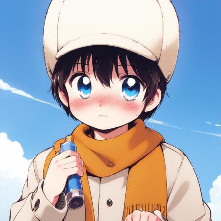 corio, 1boy, soro, blue eyes, chibi, short hair, black hair, hat, child,  corio, 1boy, soro, blue eyes, chibi, short hair, black hair, hat, child.