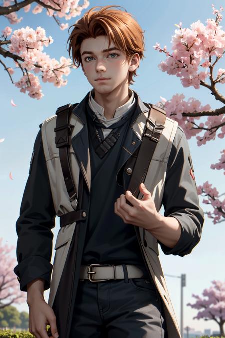 ((ultra detailed, masterpiece, best quality))
 <lora:StarCalKestis:0.8>
StarCalKestis, 1boy, solo, orange hair, Beneath a cherry blossom tree in bloom, modern suit with a hint of traditional influence, stoic expression while holding a sakura branch