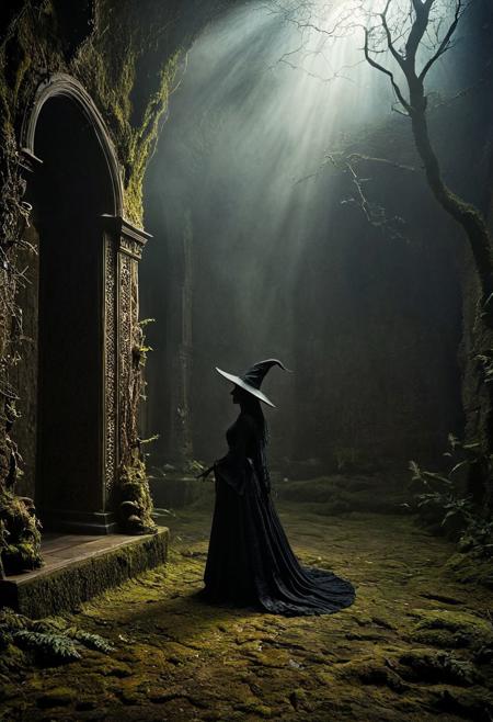 macabre style Morning, Dry Weather, A cultural heritage museum, An ethereal Atmosphere feel to the place. 
Abyssal salamander. It is a witch. 
dark, gothic, grim, haunting, 
beautiful, painterly, textural, artistic, aesthetic, 
intricate details, highly detailed, ultra-detailed, absurdres, vivid, vibrant, volumetric lighting, 
aid291, midjourneyv6.1,