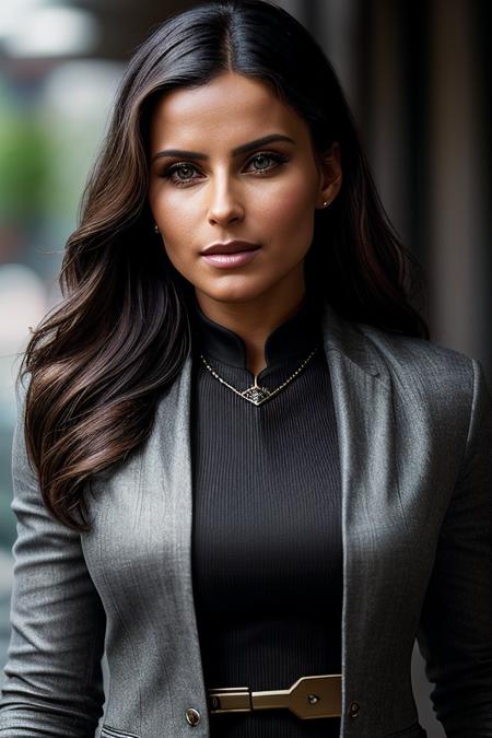 beautiful woman (EPN3llyFurt4d0:.99), nice makeup, jewellery, ((portrait)), (closeup:1.2), ((from the waist up)), (((  A high-tech urban mobility lab, researching and developing smart transportation solutions for cities of the future :1.2 ))), natural skin texture,  ((  Crop blazer and high-waisted trousers :1.2)), 24mm, 4k textures, soft cinematic light, adobe lightroom, photolab, hdr, intricate, elegant, highly detailed, sharp focus, ((((cinematic look)))), soothing tones, insane details, intricate details, hyperdetailed, low contrast, soft cinematic light, exposure blend, hdr, faded, now, ("I've got a bad feeling about this.":1.1)