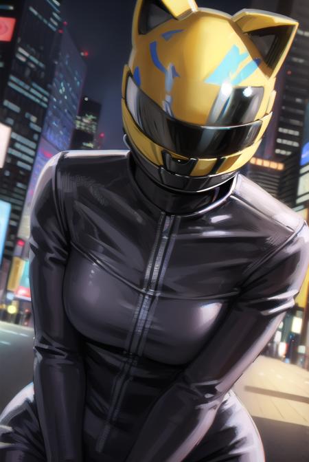 celtysturluson, <lora:celty sturluson s1-lora-nochekaiser:1>,
celty sturluson, animal ears, cat ears, bodysuit, helmet, ground vehicle, skin tight, motor vehicle, black bodysuit, motorcycle, (motorcycle helmet:1.5),
BREAK ,
BREAK outdoors, city, night, sky, starry sky, moon,
BREAK looking at viewer, (cowboy shot:1.5),
BREAK <lyco:GoodHands-beta2:1>, (masterpiece:1.2), best quality, high resolution, unity 8k wallpaper, (illustration:0.8), (beautiful detailed eyes:1.6), extremely detailed face, perfect lighting, extremely detailed CG, (perfect hands, perfect anatomy),