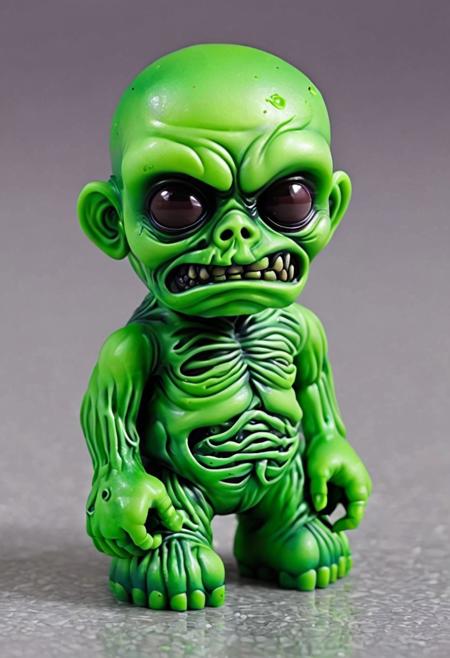 XCYP Art Toy,A little green zombie , japanese sofubi EVA Material, airbrush painted, Artist Design Piece,Award-Winning Lens,Highly Detailed,Ultra High Resolution,32K UHD,Clear Focus,Best Quality,Masterpiece.,