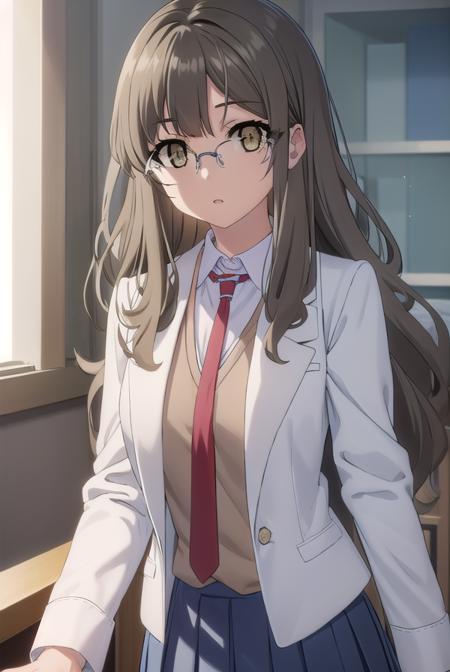 riofutaba, <lora:rio futaba s1-lora-nochekaiser:1>, 
rio futaba, long hair, brown hair, (brown eyes:1.5), glasses,
BREAK skirt, shirt, school uniform, white shirt, pleated skirt, glasses, collared shirt, black skirt, vest, red necktie, labcoat, (white labcoat:1.2), brown vest,
BREAK indoors, classroom,
BREAK looking at viewer, (cowboy shot:1.5),
BREAK <lyco:GoodHands-beta2:1>, (masterpiece:1.2), best quality, high resolution, unity 8k wallpaper, (illustration:0.8), (beautiful detailed eyes:1.6), extremely detailed face, perfect lighting, extremely detailed CG, (perfect hands, perfect anatomy),