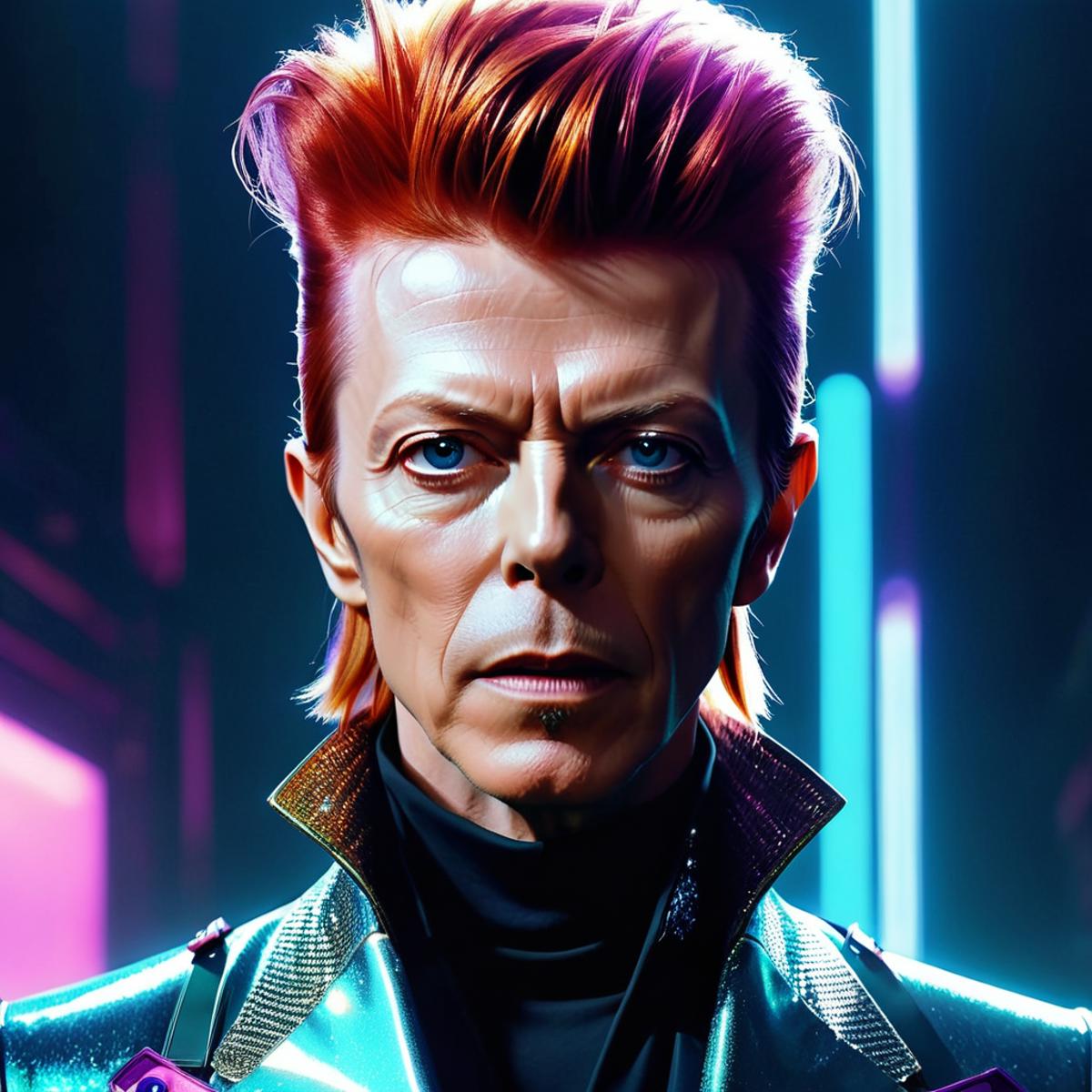 A Digital Illustration of a Man with Red Hair and Purple Eyes.