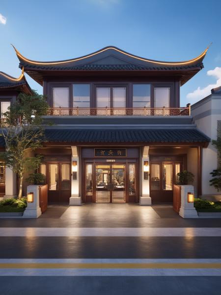 Architectural style Architectural style,   <lora:JJsChineseStyleHouse_XL:1>, ((Chinese Style House)),(masterpiece) , ((best quality)), dramatic lighting, high quality outdoors, sky, day, cloud, tree, blue sky, building, scenery, road, real world location,  sunlight, enough detail, high resolution,super realistic, Photorealistic, highly detailed, balcony, plants, door, car, truck, parking slot, paving, . Clean lines, architectural drawing, highly detailed  , . Clean lines, geometric shapes, minimalist, modern, architectural drawing, highly detailed