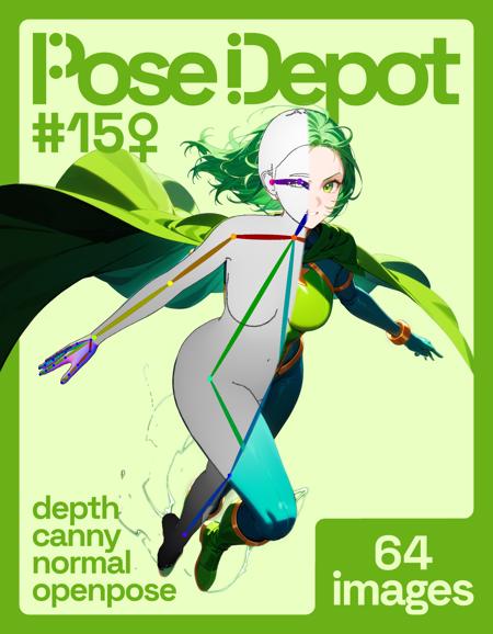 [OpenPose + Depth + Canny + Normal] Pose Depot #15F: Flying Superhero Pose Depot #15F
