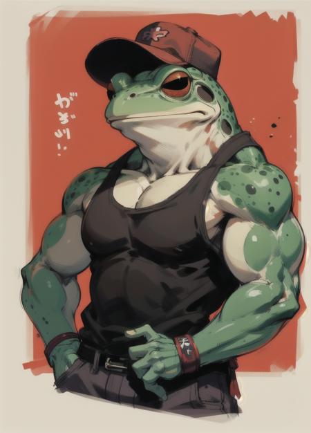 anthropomorphic_frog frog tanktop colored_skin