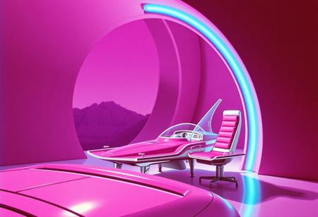 Syd mead , 1970s retrofuturism, chrome and Magenta