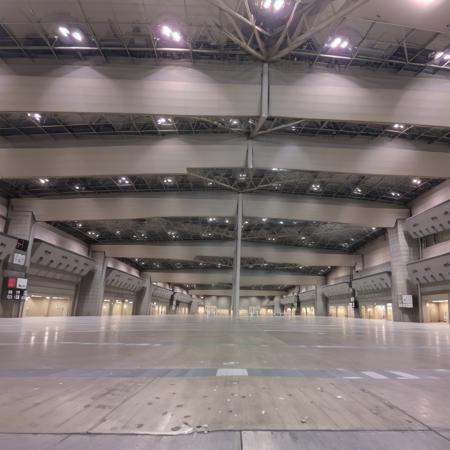 tokyobigsight, EASTHALL, scenery, indoors, ceiling light, lights, light, sign, lamppost, ceiling, real world location