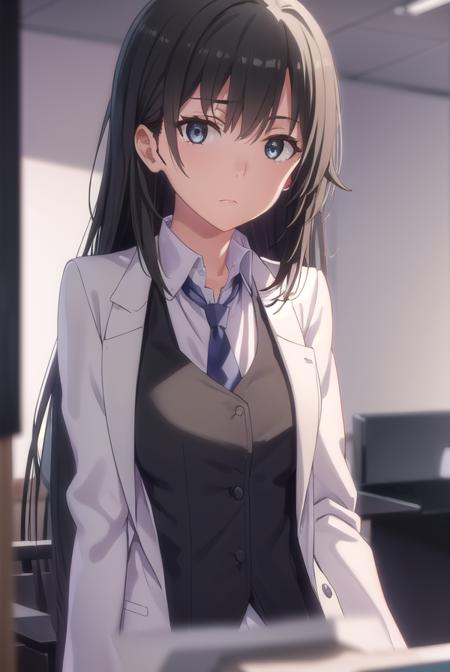 shizukahiratsuka, <lora:shizuka hiratsuka s2s3-lora-nochekaiser:1>,
shizuka hiratsuka, long hair, black hair, (black eyes:1.5),
BREAK necktie, belt, vest, labcoat, white labcoat,
BREAK indoors, classroom,
BREAK looking at viewer, (cowboy shot:1.5),
BREAK <lyco:GoodHands-beta2:1>, (masterpiece:1.2), best quality, high resolution, unity 8k wallpaper, (illustration:0.8), (beautiful detailed eyes:1.6), extremely detailed face, perfect lighting, extremely detailed CG, (perfect hands, perfect anatomy),