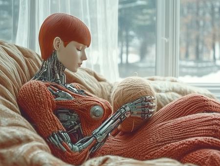 B23 - Cyberpunk lady knitting V1