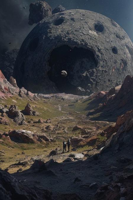 best quality, masterpiece, 8k, absurd detail, dream-like world, 
Earth, hit by a giant asteroid, 
(elaborate atmosphere:1.4)