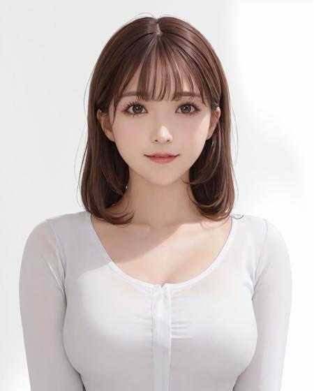 pureerosface_v1, best quality, photorealistic, 8k, high res, 1girl, woman, (skindentation), (portrait:0.6), gorgeous, dynamicpose, ((whitebackground:1.6)), coconut tree, ((mediumsize roundbreast, whitesleeveless shirt:1.76)), straight-looking at viewer:1.8, (1girl eyes looking at viewer, medium-length hair,  brownhair, partedbangs:1.65), (bokeh), smile:1.2, (closed mouth:1.16), <lora:CBAV-yua:0.65>