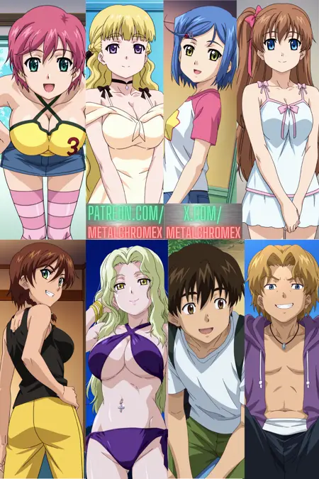 Resort Boin - All Characters! - Nao Iihara, Mitsugu Tsukushino, Maya Koromogae, Momona Amamiya, Kanae Shinjou, Mika Kuouzumiaiginsusutakeizumonokamimeichoujin, Daisuke Ichijou, Unnamed Blonde Bully