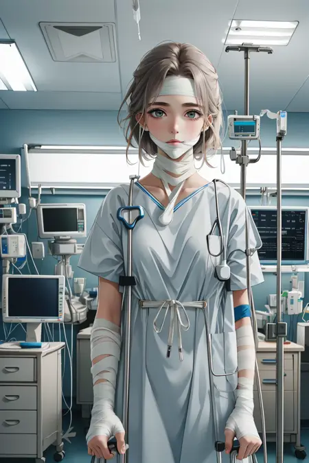 Patient Bandaged - Hospital Room