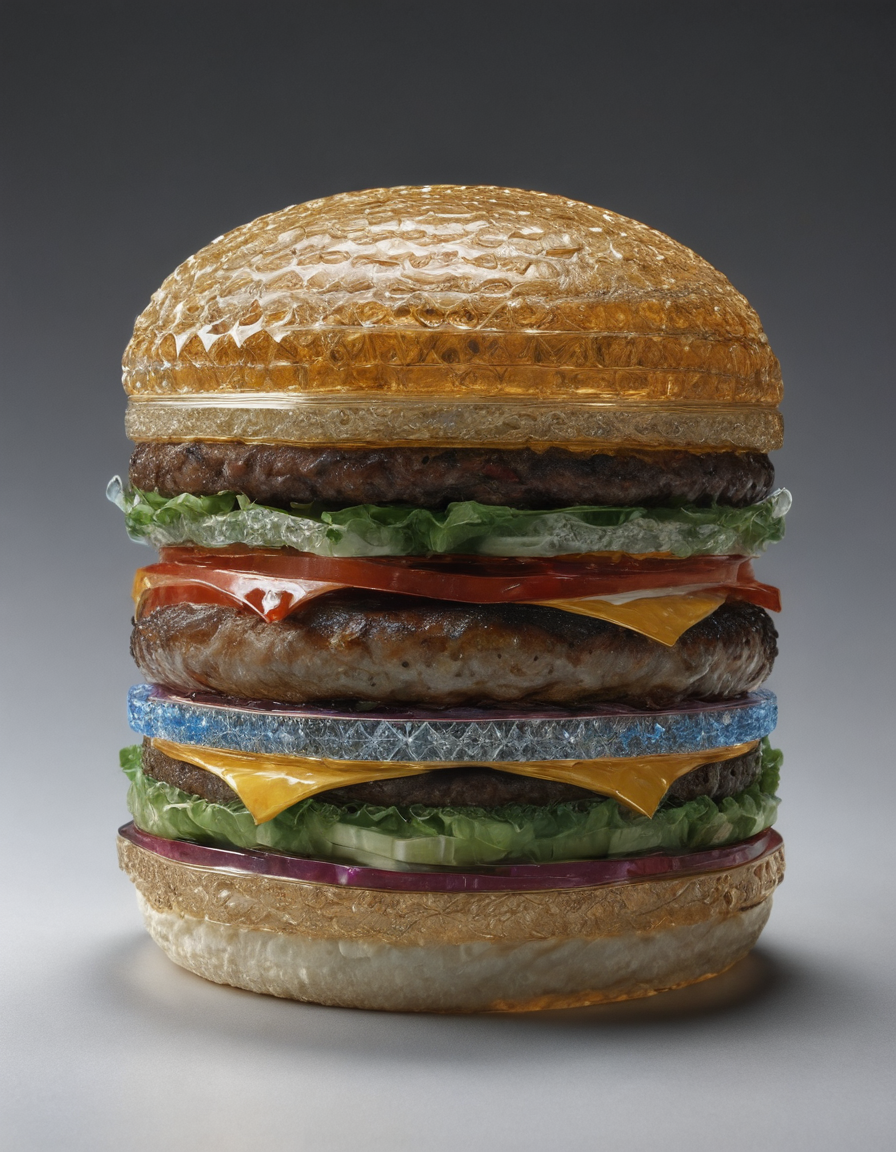 burger made out of Crystal  <lora:mo:1>