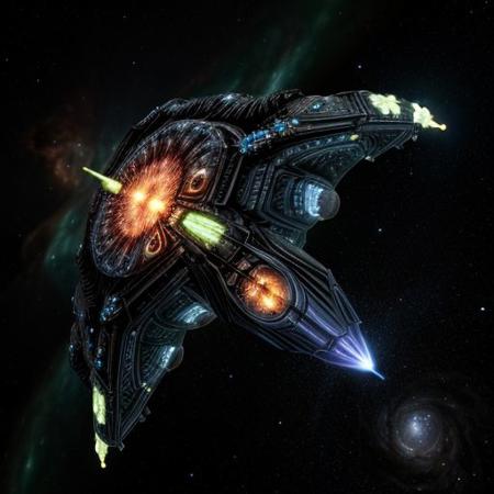 (Space battlecruiser) shaped like fractal (cucumber) in hyperspace, enters into real blackhole, real photo of blackhole hat shape on background,
dynamic movement, explosive force,  glowing, nebula, 8K resolution. shine, hyperspace gate