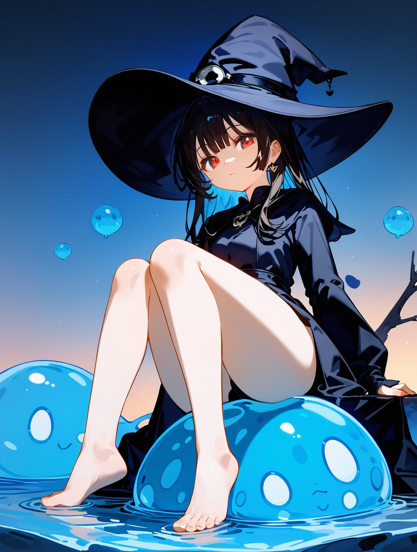 00022-28613913-(score_9,score_8_up,score_7_up),witch_hat,gradient,gradient_background,hat,1girl,ball,black_dress,slime__(creature_),black_headw.png