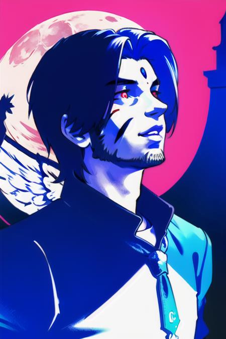 1boy, black hair, cat boy, dark skin, facial hair, facial mark, hair between eyes,lips, looking at viewer, male focus, neck tattoo, parted lips, red eyes, red hair, short hair, simple background, slit pupils, solo,, game cg, torino aqua, nigh sky, moonlight, moon, (wings 1.5), white gloves, depth_of_field, very detailed background, rule of thirds, great composition,Dynamic angle, solo, extreme light and shadow,(detailed eyes), ethereal:1.5, (magical), (extremely detailed CG unity 8k wallpaper),perfect anatomy, vivid colors, ((detailed eyes))