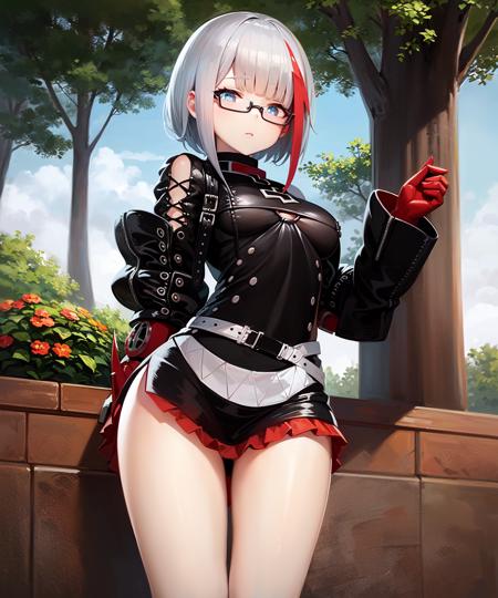 beautiful detailed background, garden, flowers, trees
ultra-detailed, masterpiece, illustration, 8k, masterpiece world theater, realistic shadows, gradient, volumetric lighting, ambient lighting, beautiful detailed eyes, beautiful detailed face,
admiral graf spee (azur lane), 1girl, solo, school uniform, loafers, glasses,
cowboy shot, from front, <lora:Speefinal-000020:1>