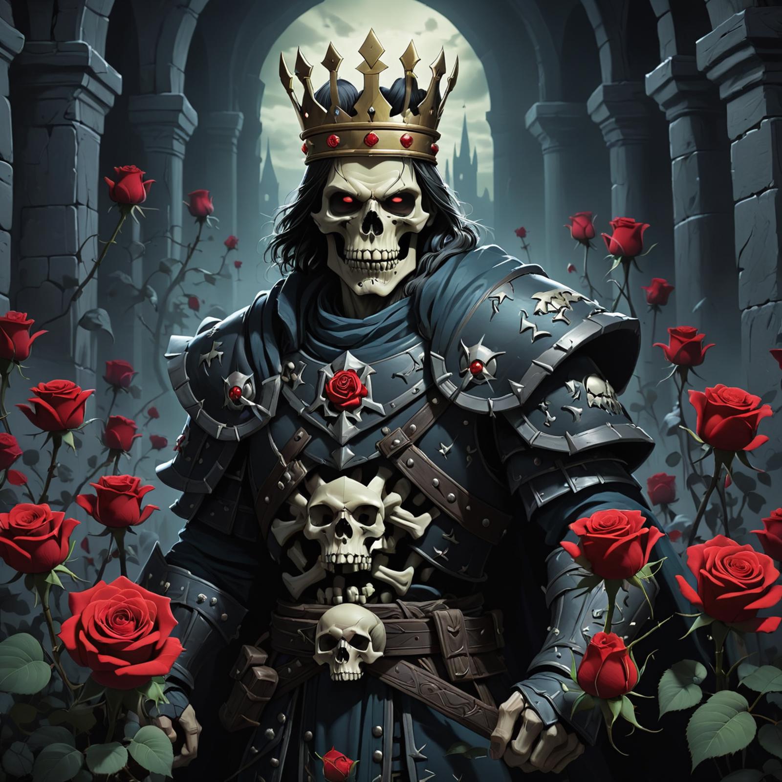 Skull King with Rose Crown in Dark Castle