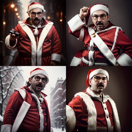 Felix, a man, angry, dressed as santa, portrait, photography, trending on artstation, sharp focus, intricate details, highly detailed, by greg rutkowski   <lora:Felix:1>