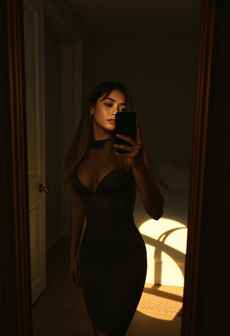 Amateur mirror selfie photo holding iphone, (reddit, r/gonewild), young Korean woman, (sexy (transparent revealing) dress), soft shadows, warm morning light, inside dark cozy luxury feminine room, (dirty mirror selfie), saggy boobs, short hair, long hair, medium hair, bleached pink hair, caucasian , european, , long styled hair, erotic pose revealing ((film grain, jpg, bad lighting,)) haze [silhouette], polaroid,