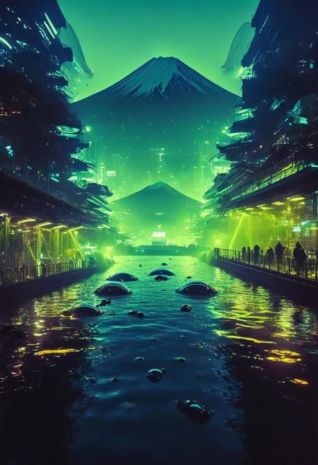 ()Hyoer Realistic:2.0)Polaroid picture 
an image of 
Atlantis, a vibrant underwater city teeming with life, illuminated by glowing bioluminescent plants. Futuristic submarines dock at the city's central hub, surrounded by towering structures and bustling streets. Inhabitants in advanced diving suits move about, interacting with each other and the city's advanced technology. The atmosphere is one of wonder and discovery, with schools of exotic fish swimming through the city's transparent domes.
BREAK
Ultra-realistic depiction of Mt. Fuji fully populated with cyberpunk skyscrapers and vibrant city life. Nighttime scene with neon lights, cinematic lighting, and intricate details. Futuristic architecture blending seamlessly with the natural landscape. High-resolution, photorealistic, and detailed textures. No lowres, blurry, or distorted elements.