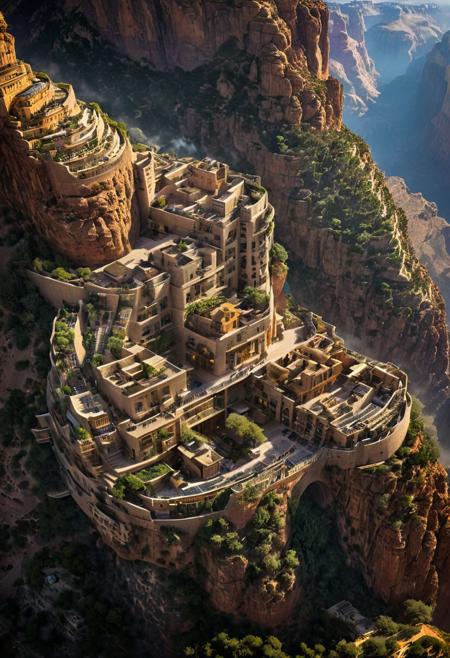 (The colonial city of the future, in the mist-filled Grand Canyon, on an unknown Earth-like planet, 2 moon on sky, Spaceship flight connects colonies, waterfulls:1.3), (Machu Picchu, a mountain settlement, incredibly spectacular:1.2), (Mario Botta:1.3), (avant-garde, future, reality, science fiction, photorealistic), (modern architecture:1.2), 
(Large Files, Ultra Realistic, 8K, 16k, FHD, HD, VFX, Perfect, Photography, composition, Architecture Sales Photography, Architecture Competition, Ultra High Resolution, Cinematography, High Resolution Image:1.1), (dramatic lighting, direct sunlight, ray tracing, clear shadow:1.2),  (real landscape:1.1), (blurred background:1.0), (urban background, more_details) ,
ac_neg1, great lighting, clear, hillscastel, extrusionbuilding, vertical
