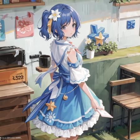 masterpiece, best quality, 1girl,(solo:1.3),standing,official art, simple background, close-up,looking at viewer, 
NanamiReina,short hair,blue hair,ponytail,blue eyes,