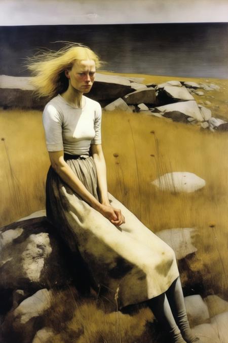 <lora:Andrew Wyeth Style:1>Andrew Wyeth Style - andrew wyeth Helga, but as an oil painting